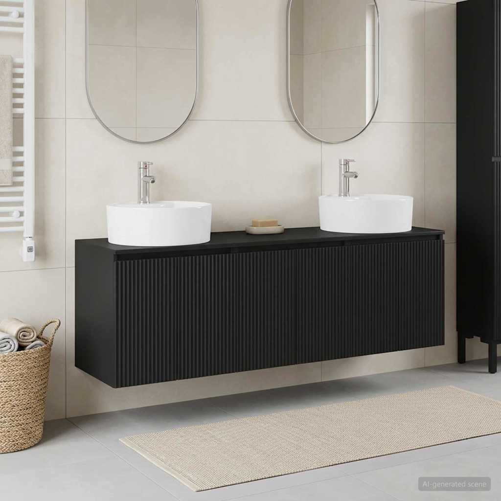 Badevrelsesskabst 3 stk. Sort 49,5 x 44,5 x 65 cm