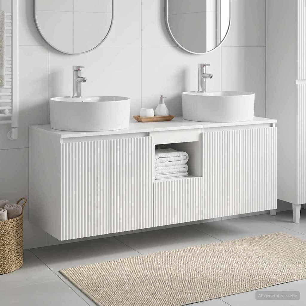 Badevrelsesskabst 3 stk. Hvid hjglans 49,5 x 44,5 x 65 cm