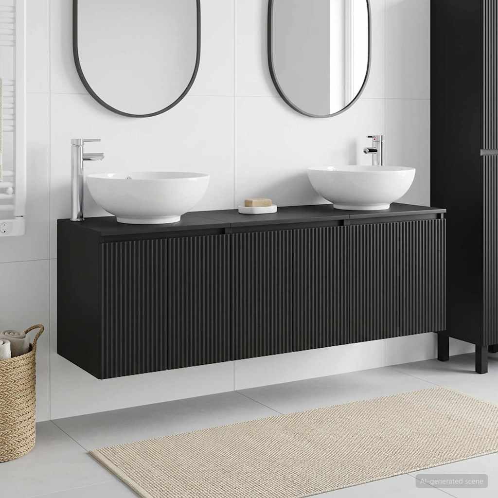 Badevrelsesskabst 3 stk. Sort 49,5 x 44,5 x 65 cm