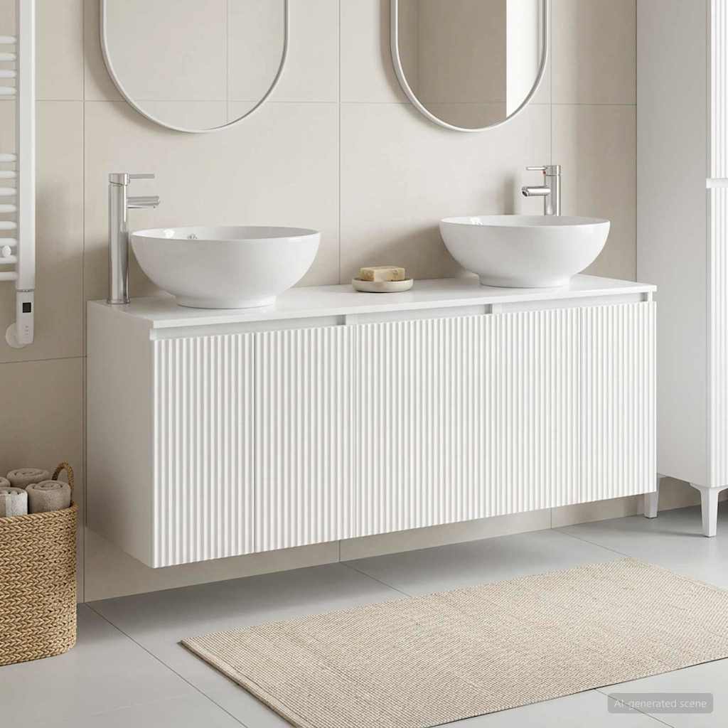 Badevrelsesskabst 3 stk. Hvid hjglans 49,5 x 44,5 x 65 cm