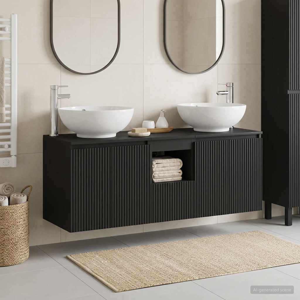 Badevrelsesskabst 3 stk. Sort 49,5 x 44,5 x 65 cm