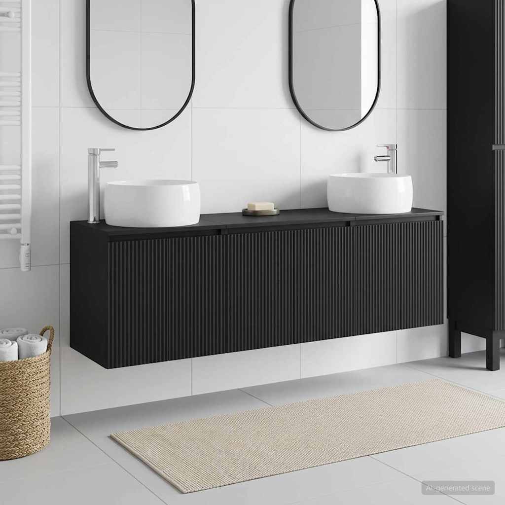Badevrelsesskabst 3 stk. Sort 49,5 x 44,5 x 66 cm