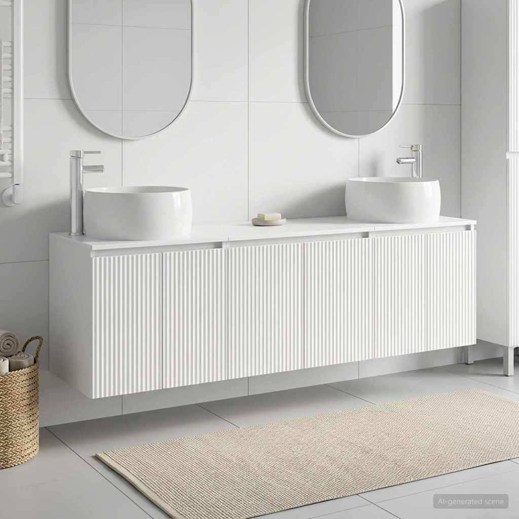 Badevrelsesskabst 3 stk. Hvid hjglans 49,5 x 44,5 x 66 cm