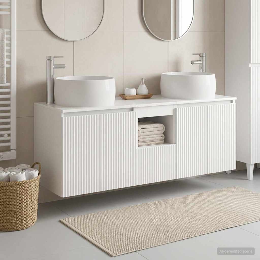 Badevrelsesskabst 3 stk. Hvid hjglans 49,5 x 44,5 x 66 cm
