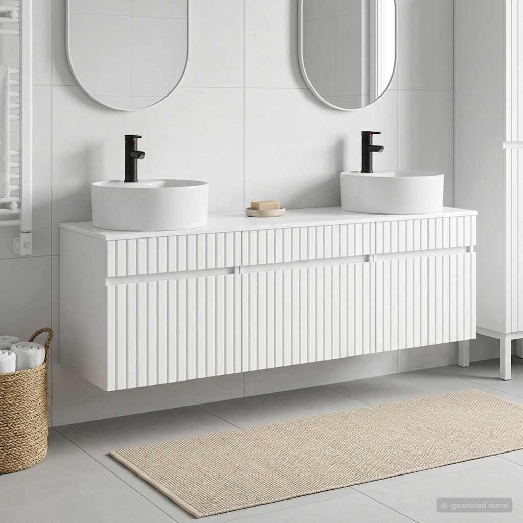 Badevrelsesskabst 3 stk. Hvid hjglans 49 x 44,5 x 65 cm