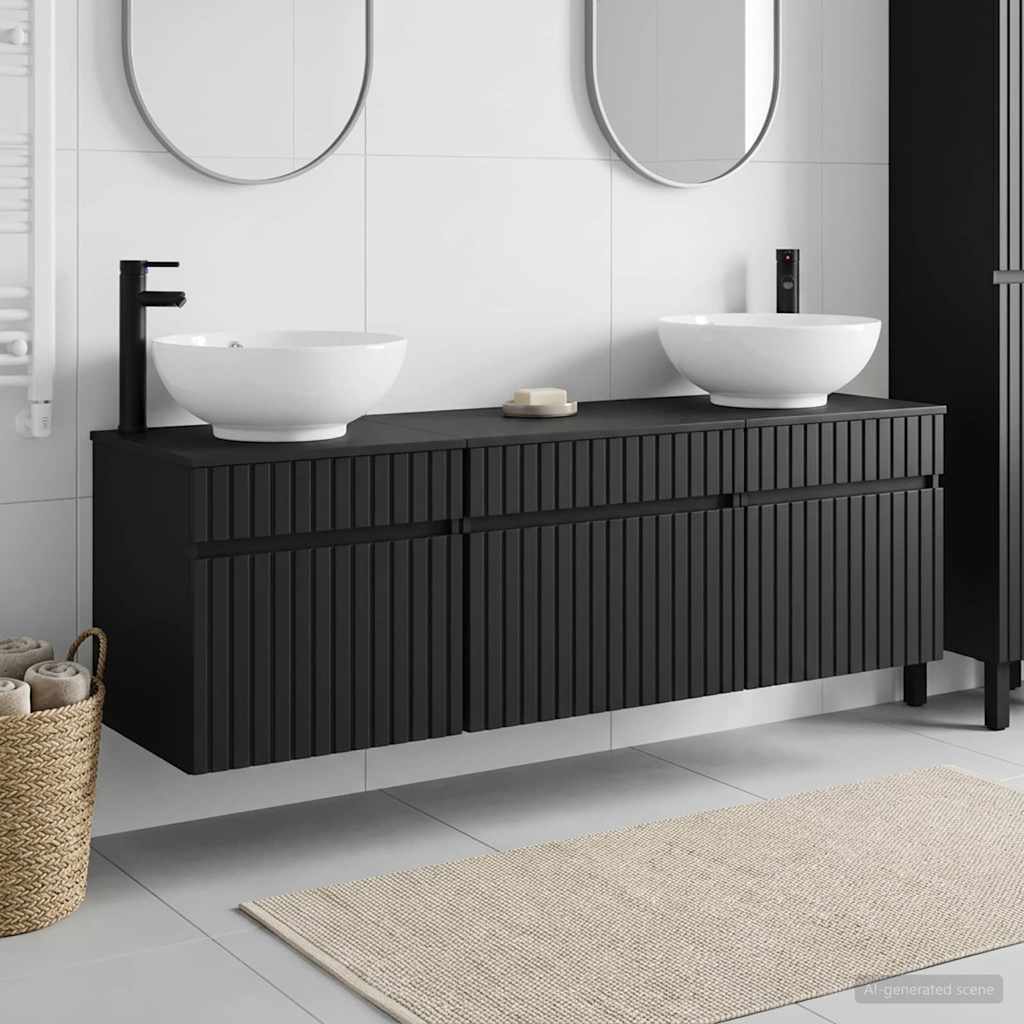 Badevrelsesskabst 3 stk. Sort 49 x 44,5 x 66,5 cm