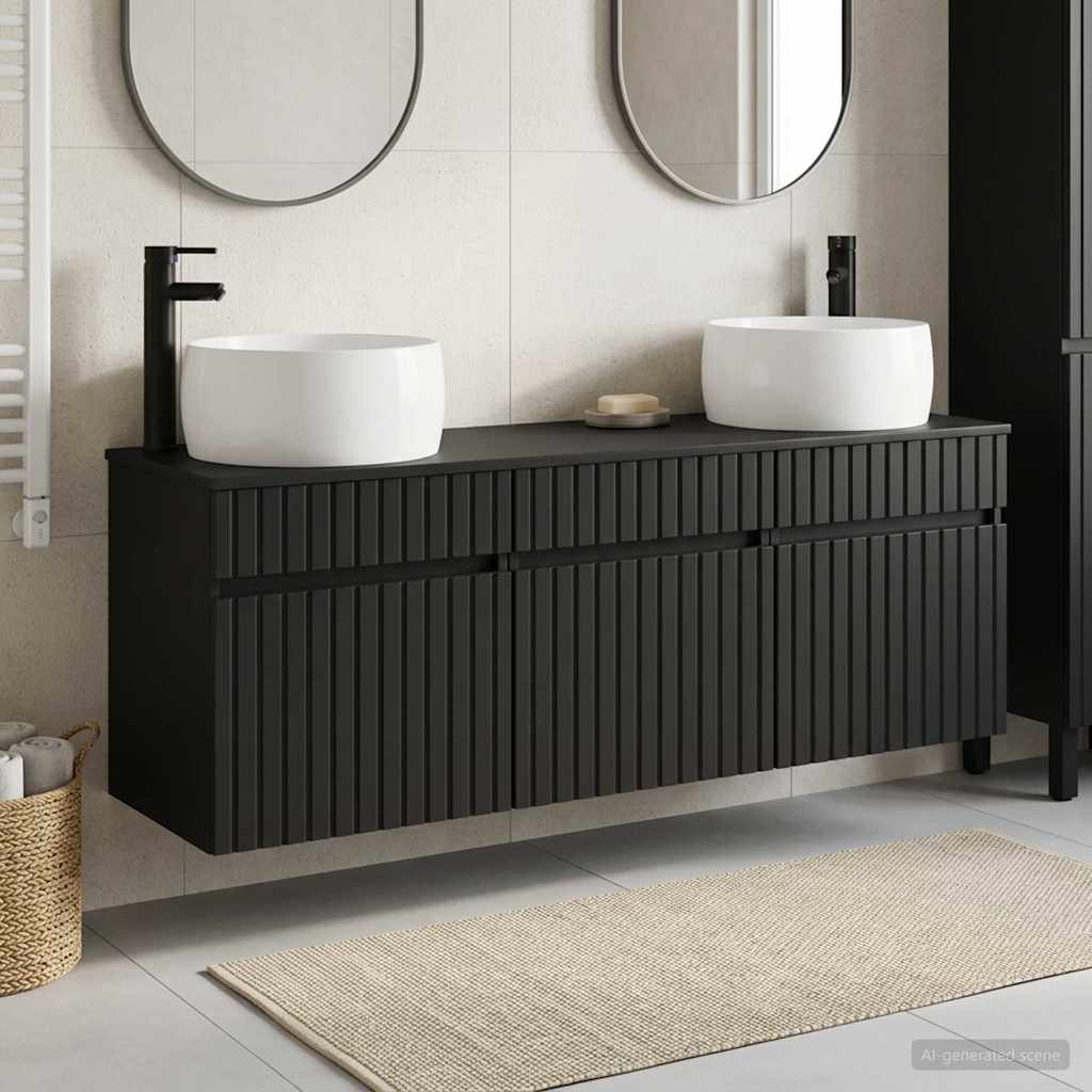 Badevrelsesskabst 3 stk. Sort 49 x 44,5 x 66 cm