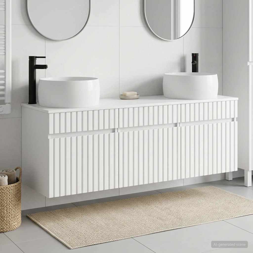 Badevrelsesskabst 3 stk. Hvid hjglans 49 x 44,5 x 66 cm