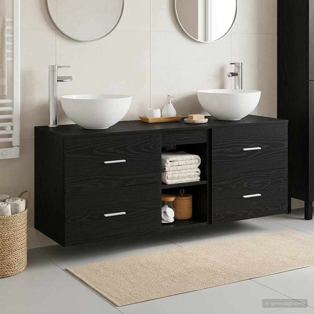 Badevrelsesskabst 3 stk. Sort eg 49,5 x 35 x 63 cm