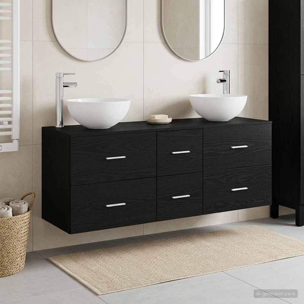 Badevrelsesskabst 3 stk. Sort eg 49,5 x 35 x 63 cm