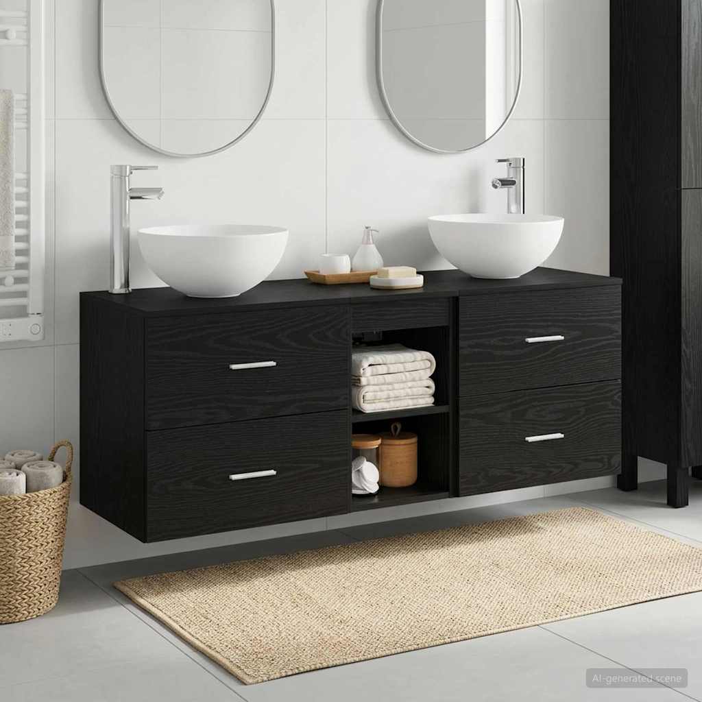 Badevrelsesskabst 3 stk. Sort eg 49,5 x 41 x 64,5 cm
