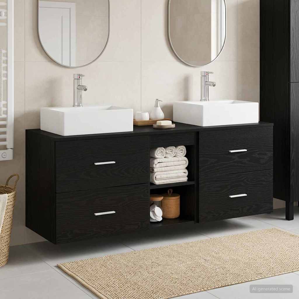 Badevrelsesskabst 3 stk. Sort 49,5 x 41 x 62,5 cm