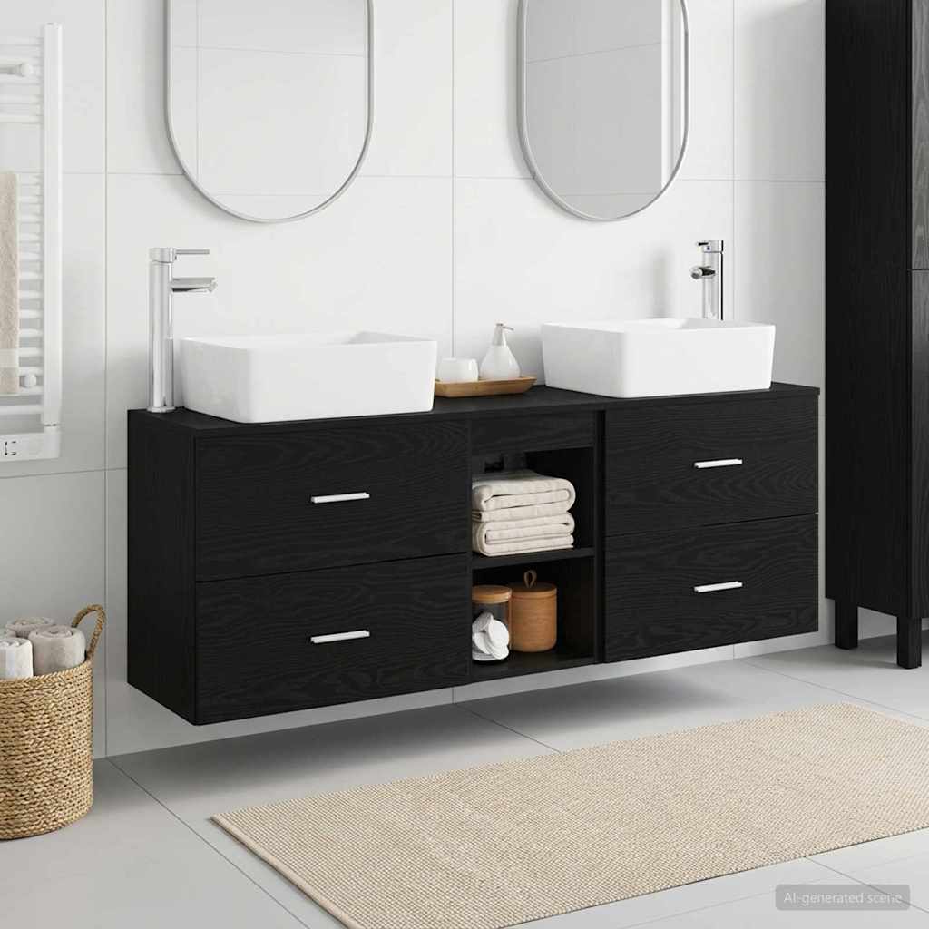 Badevrelsesskabst 3 stk. Sort 53 x 34,5 x 63 cm