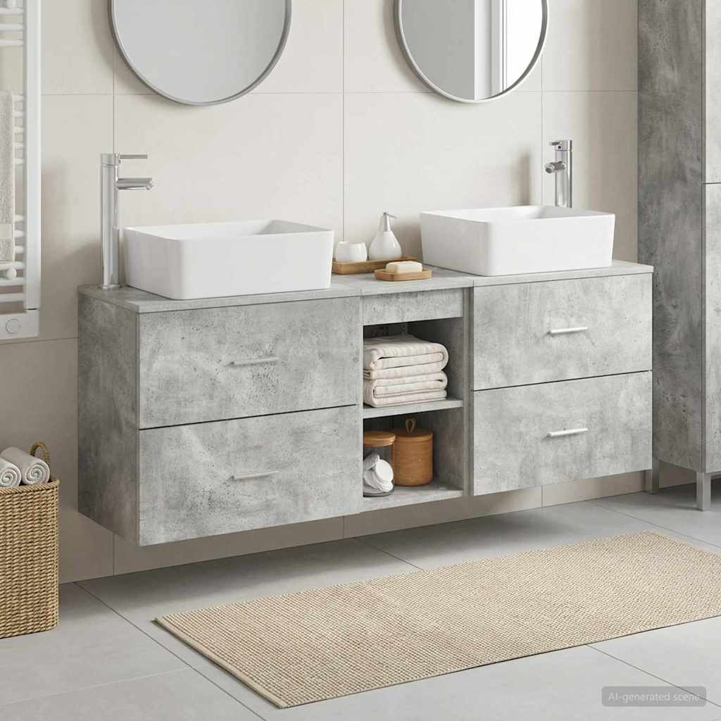 Badevrelsesskabst 3 stk. Betongr 53 x 34,5 x 63 cm