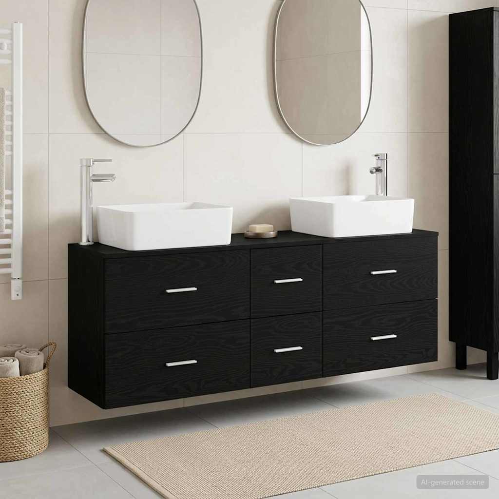 Badevrelsesskabst 3 stk. Sort 53 x 34,5 x 63 cm