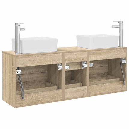 Badeværelsesskabsæt 3 stk. Sonoma-eg 53 x 34,5 x 63 cm