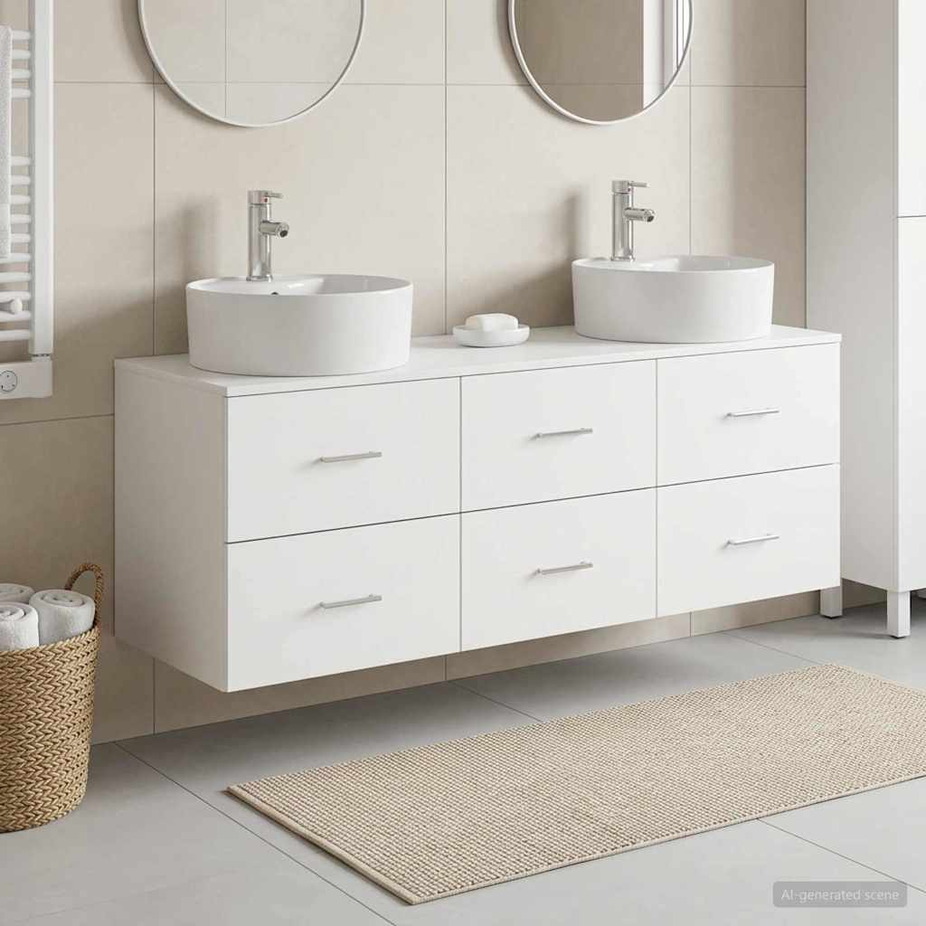 Badevrelsesskabst 3 stk. Hvid 62,5 x 44,5 x 50 cm