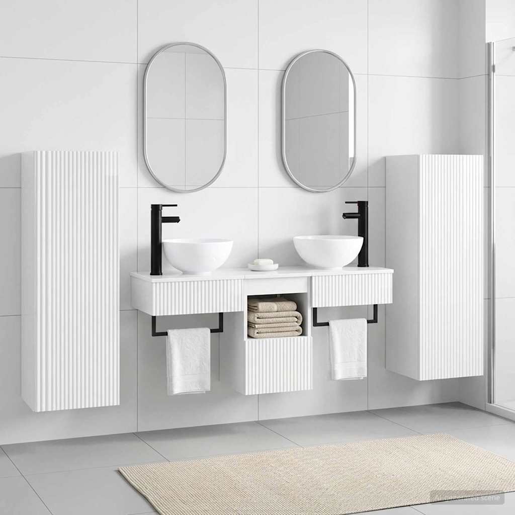Badevrelsesmbel st 5 stk. Hvid hjglans 33 x 34,5 x 100 cm