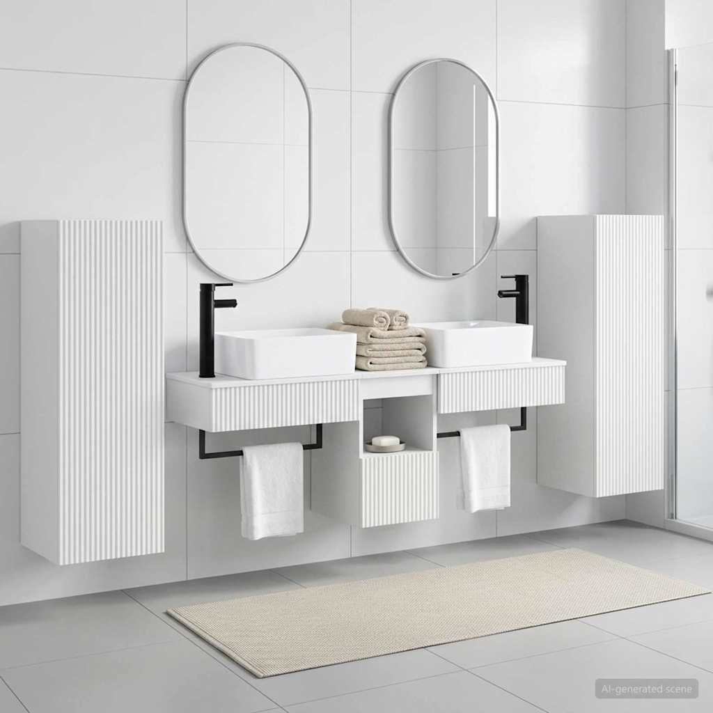 Badevrelsesmbel st 5 stk. Hvid 33 x 34,5 x 100 cm