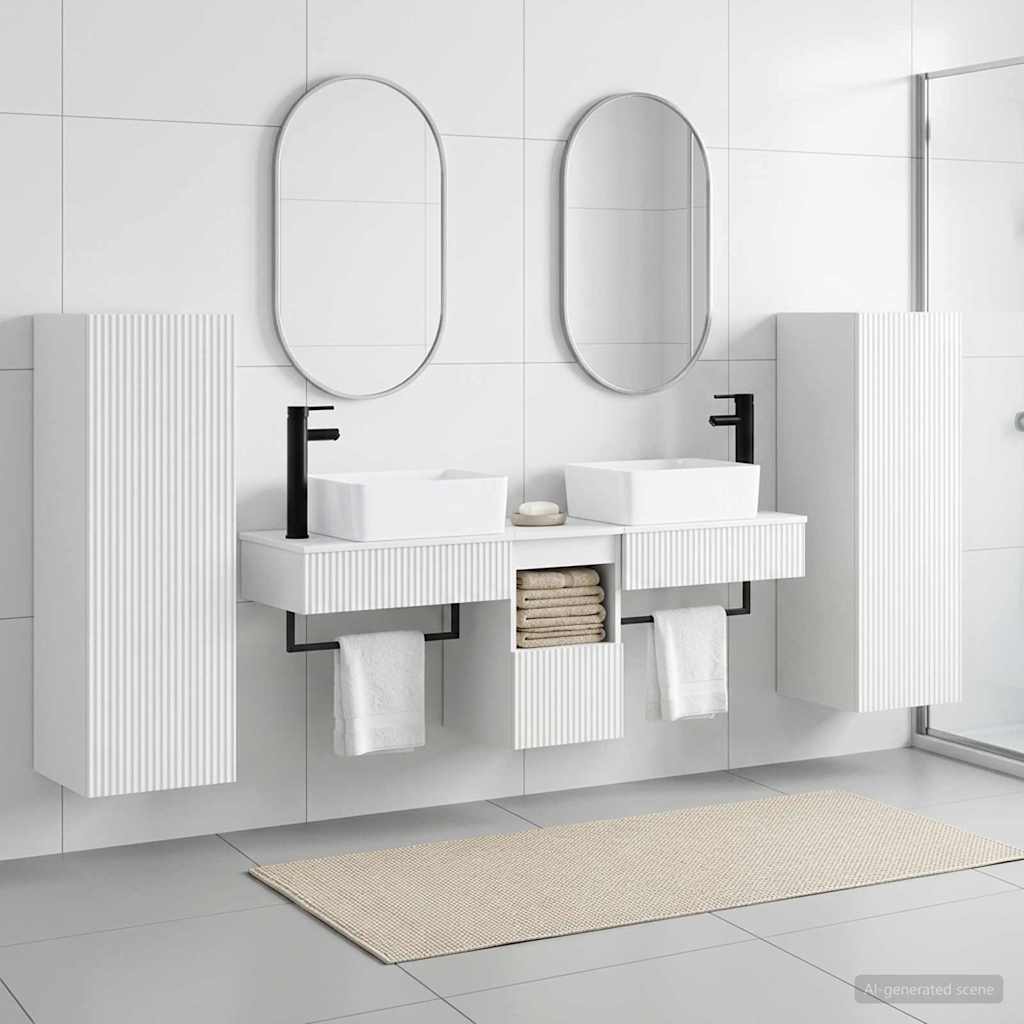 Badevrelsesmbel st 5 stk. Hvid hjglans 33 x 34,5 x 100 cm