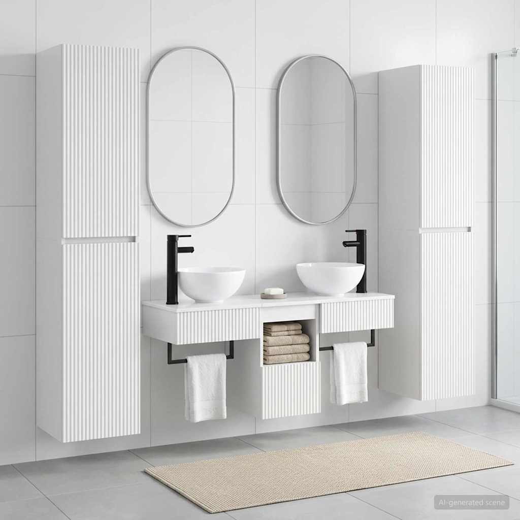 Badevrelsesmbel st 5 stk. Hvid hjglans 33 x 34,5 x 160 cm