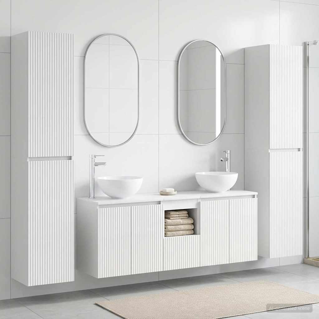 Badevrelsesmbel st 5 stk. Hvid hjglans 33 x 34,5 x 160 cm
