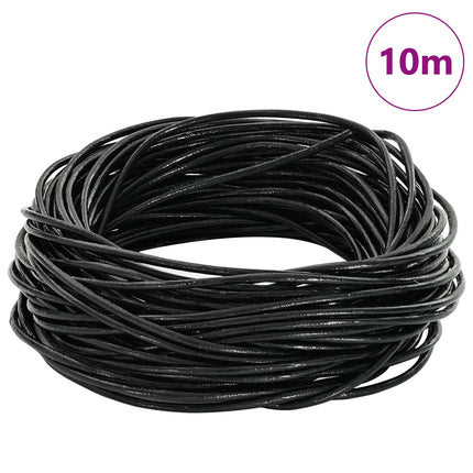 Lædersnor 1 Sort Ø2 mm x 10 m Læder
