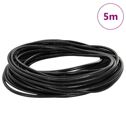 Lædersnor 1 Sort Ø3 mm x 5 m Læder