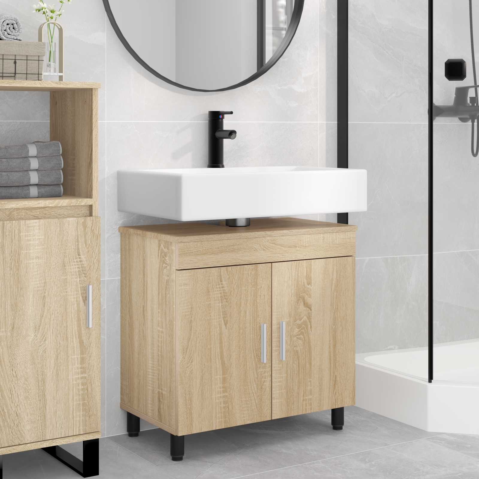 Badeværelse Vaskeskab Sonoma-eg 60 x 35 x 60 cm Konstrueret træ billede