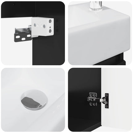 Badeværelses Vanity-enhed med Armatur Sort 45,5 x 22,5 x 84 cm