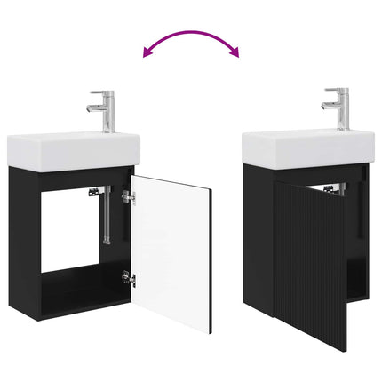 Badeværelses Vanity-enhed med Armatur Sort 45,5 x 22,5 x 84 cm