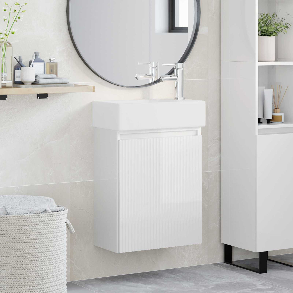 Badevrelses Vanity-enhed med Armatur Hvid hjglans
