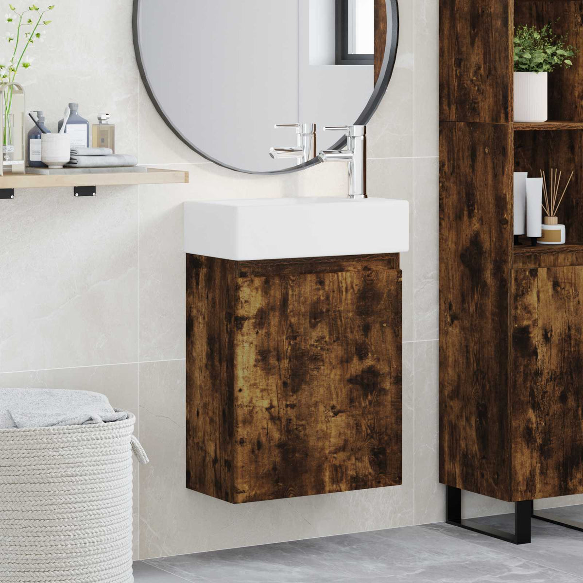 Badevrelses Vanity-enhed med Armatur Rget eg