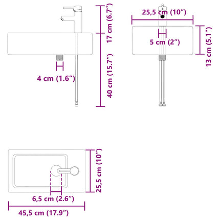 Badeværelses Vanity-enhed med Armatur Sort 45,5 x 25,5 x 84 cm