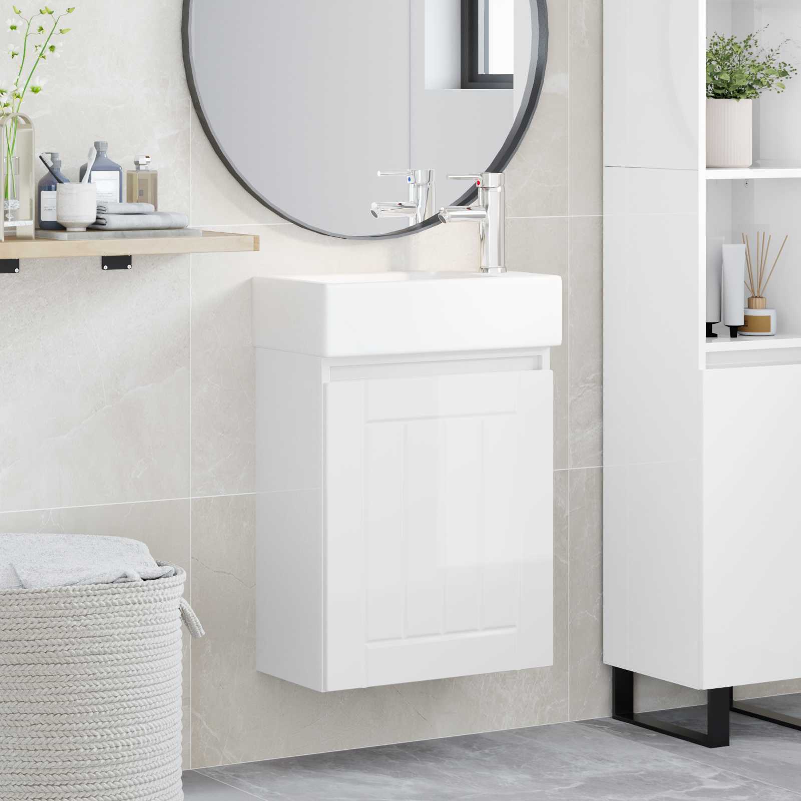 Badevrelses Vanity-enhed med Armatur Hvid hjglans