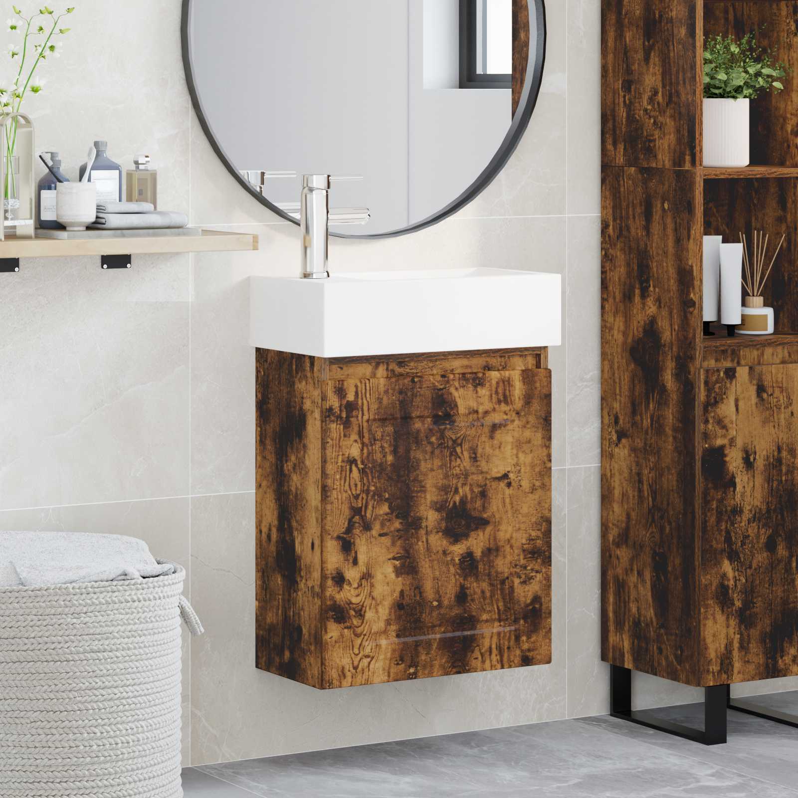 Badevrelses Vanity-enhed med Armatur Rget eg