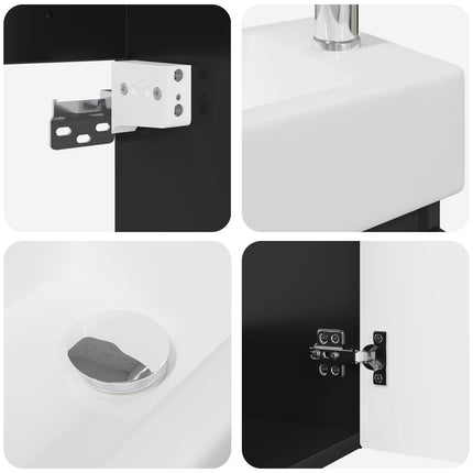 Badeværelses Vanity-enhed med Armatur Sort 45,5 x 22,5 x 84 cm