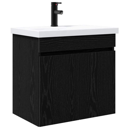 Badeværelses Vanity-enhed med Armatur Sort eg 61 x 40 x 74,5 cm