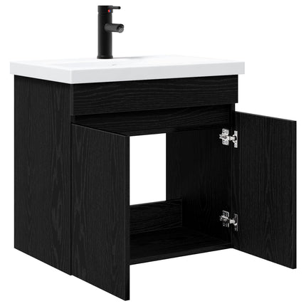 Badeværelses Vanity-enhed med Armatur Sort eg 61 x 40 x 74,5 cm