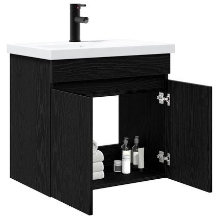 Badeværelses Vanity-enhed med Armatur Sort eg 61 x 40 x 74,5 cm
