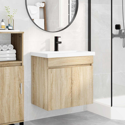 Badeværelses Vanity-enhed med Armatur Sonoma-eg
