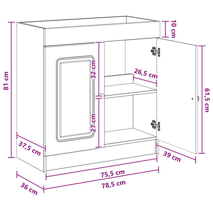 Bad møbel under vasken Hvid 78,5 x 37,5 x 81 cm Konstrueret træ