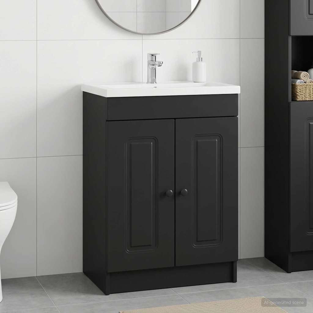 Bad mbel under vasken Sort 78,5 x 37,5 x 81 cm Konstrueret tr