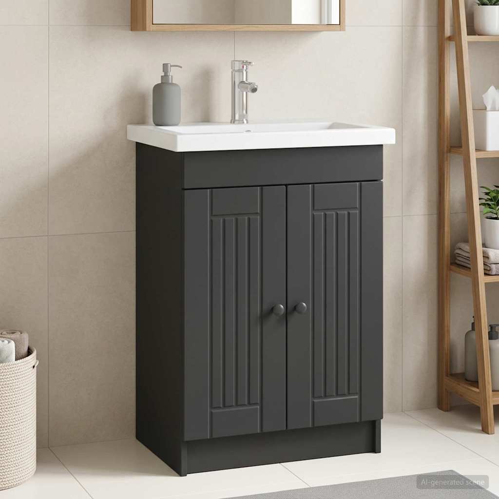 Bad mbel under vasken Sort 56 x 37,5 x 81 cm Konstrueret tr