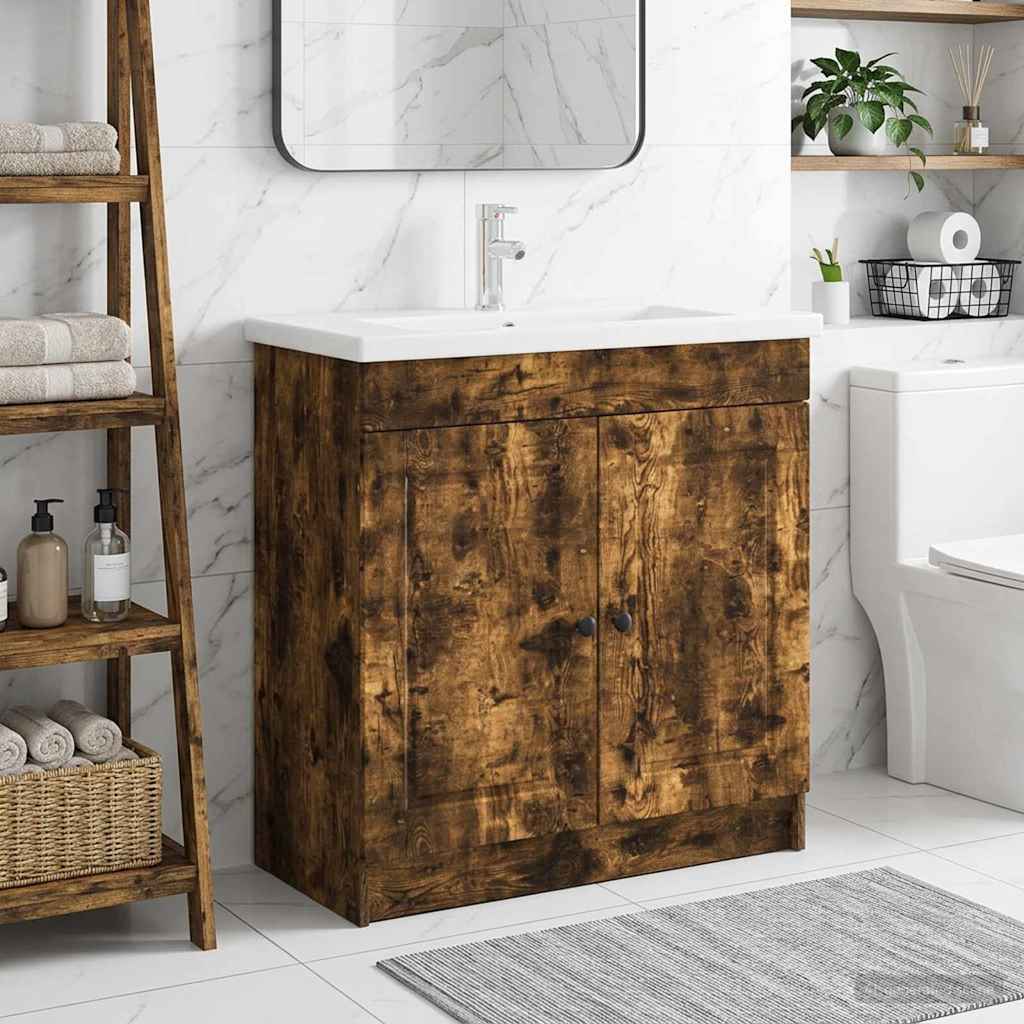 Bad møbel under vasken Røget eg 56 x 37,5 x 81 cm billede