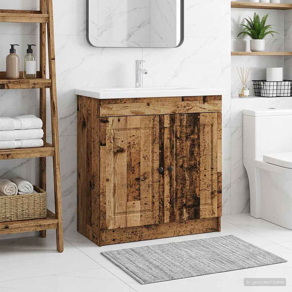 Bad møbel under vasken Gammelt træ 56 x 37,5 x 81 cm billede