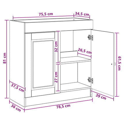 Bad møbel under vasken Artisan-eg 78,5 x 37,5 x 81 cm
