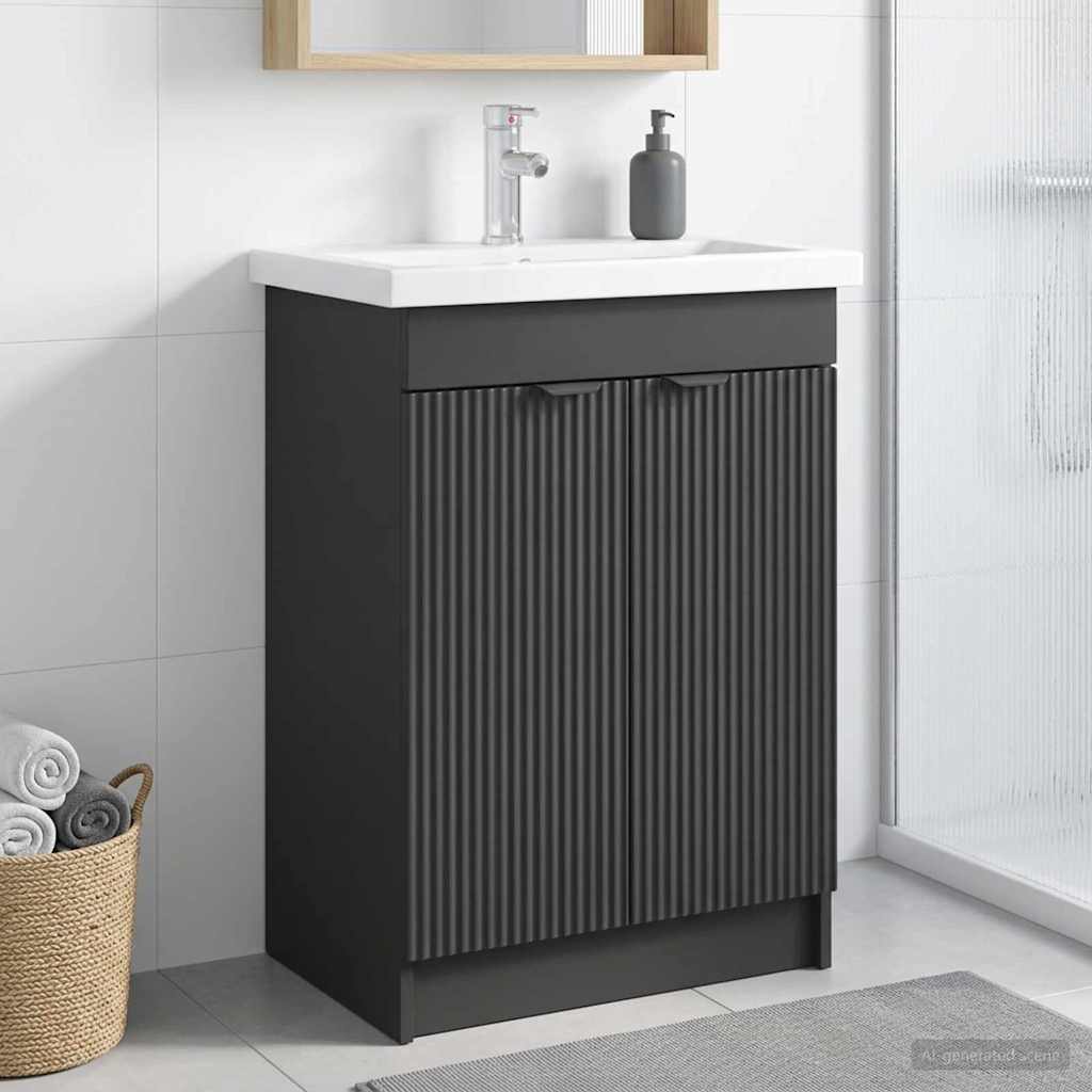 Bad mbel under vasken Sort 78,5 x 37,5 x 81 cm Konstrueret tr