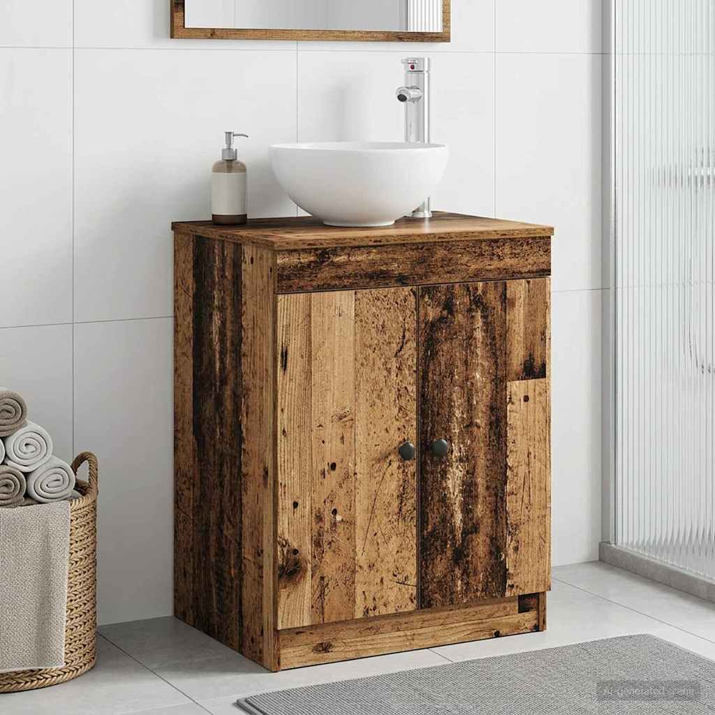 Badeværelsesskab i gammelt trælook 54 × 41 × 70 cm - konstrueret træ