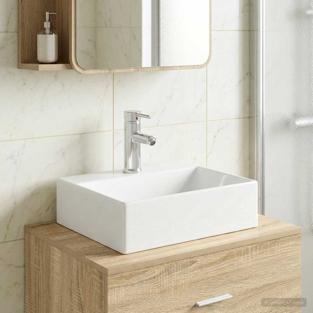 Badevrelsesvask med vandhane og aflb Krom 39 x 30,5 x 12,5 cm